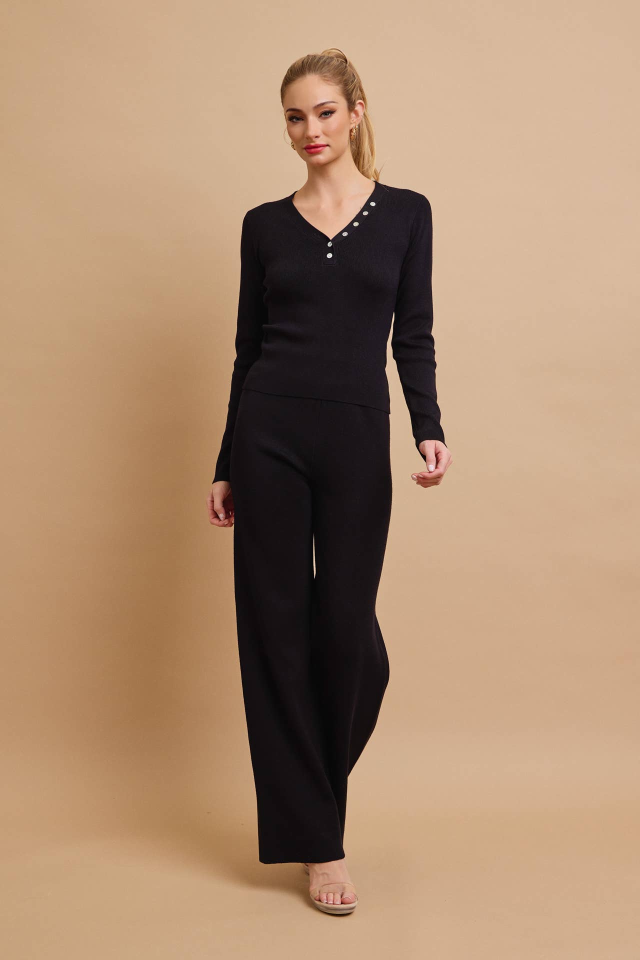Knit Long Sleeve Top and Pants Set - LaRella