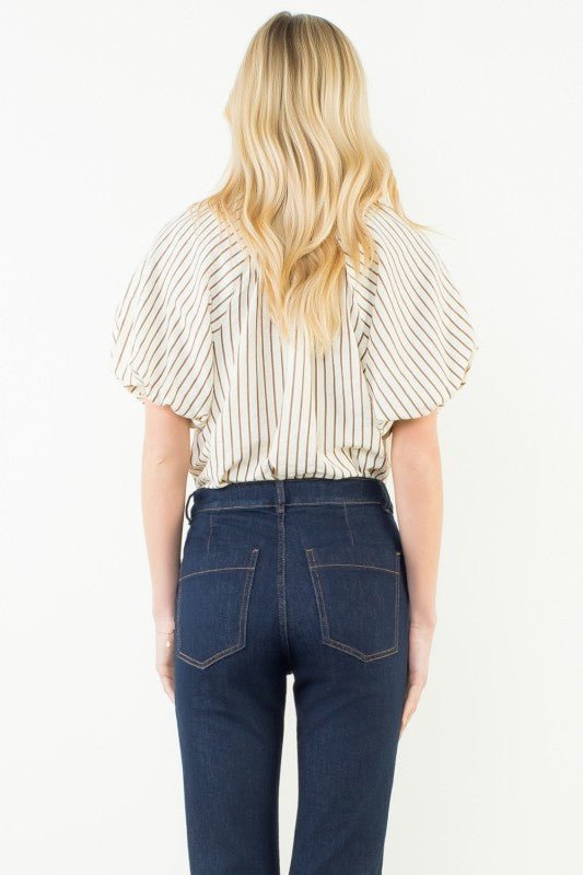 La Bellina Striped Bow Blouse - La Rella
