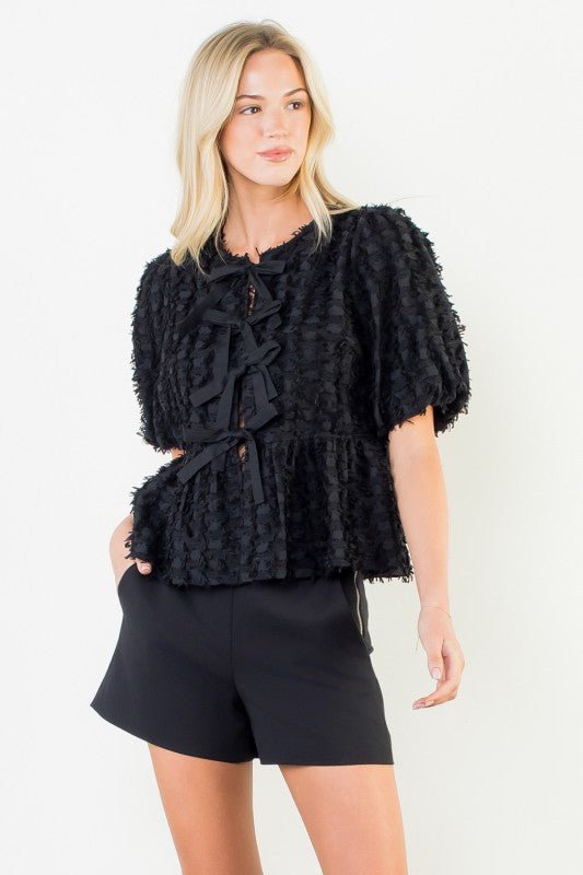 La Bellissima Textured Tie - Front Blouse - La Rella