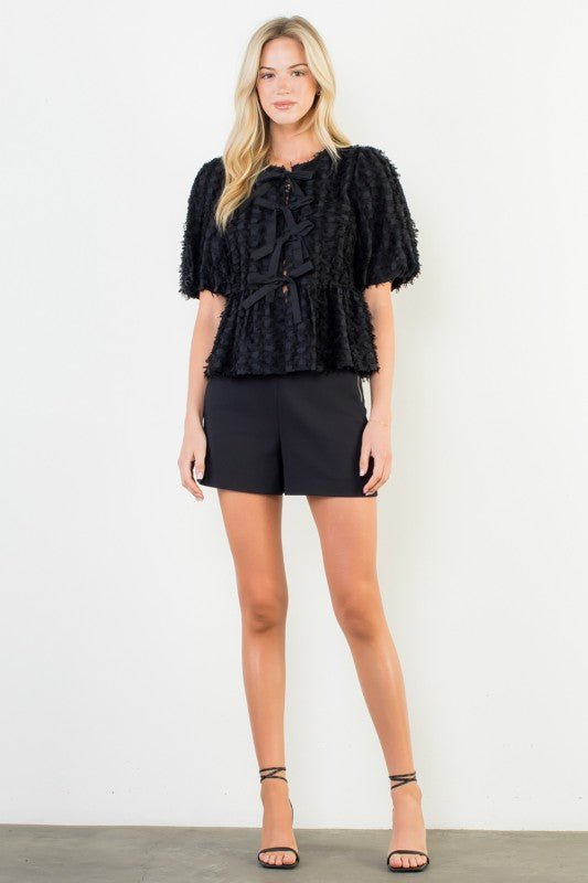 La Bellissima Textured Tie - Front Blouse - La Rella
