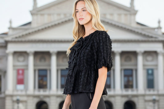 La Bellissima Textured Tie - Front Blouse - La Rella