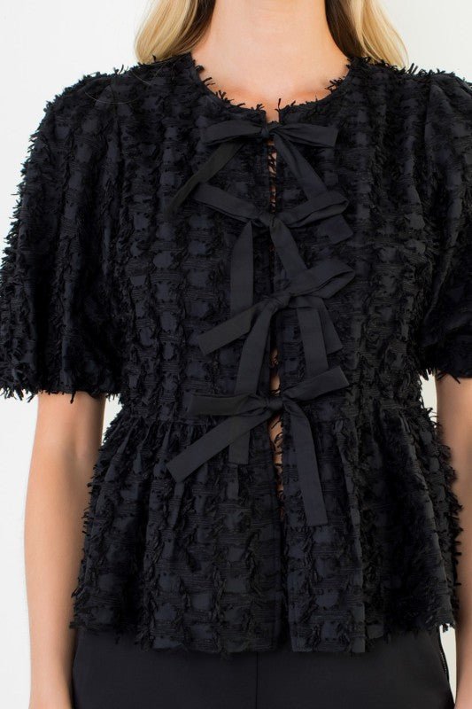 La Bellissima Textured Tie - Front Blouse - La Rella