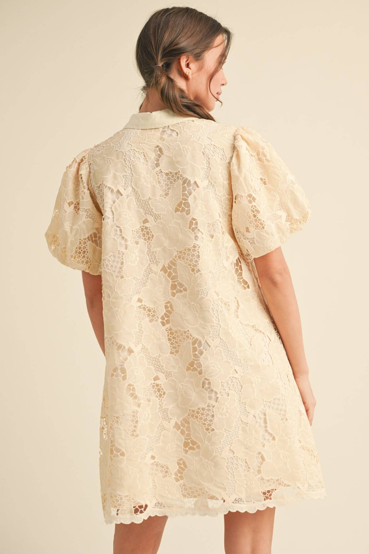 LACE BUBBLE SLEEVE MINI DRESS MDR3740 - LaRella