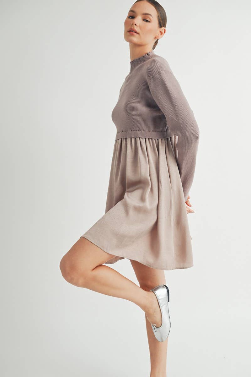 Long Sleeve Twofer Sweater Mini Dress - LaRella