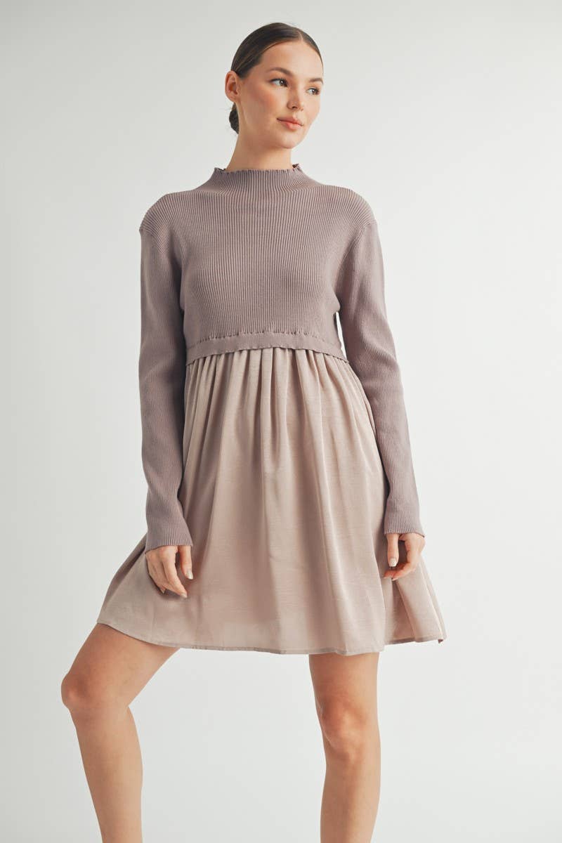 Long Sleeve Twofer Sweater Mini Dress - LaRella