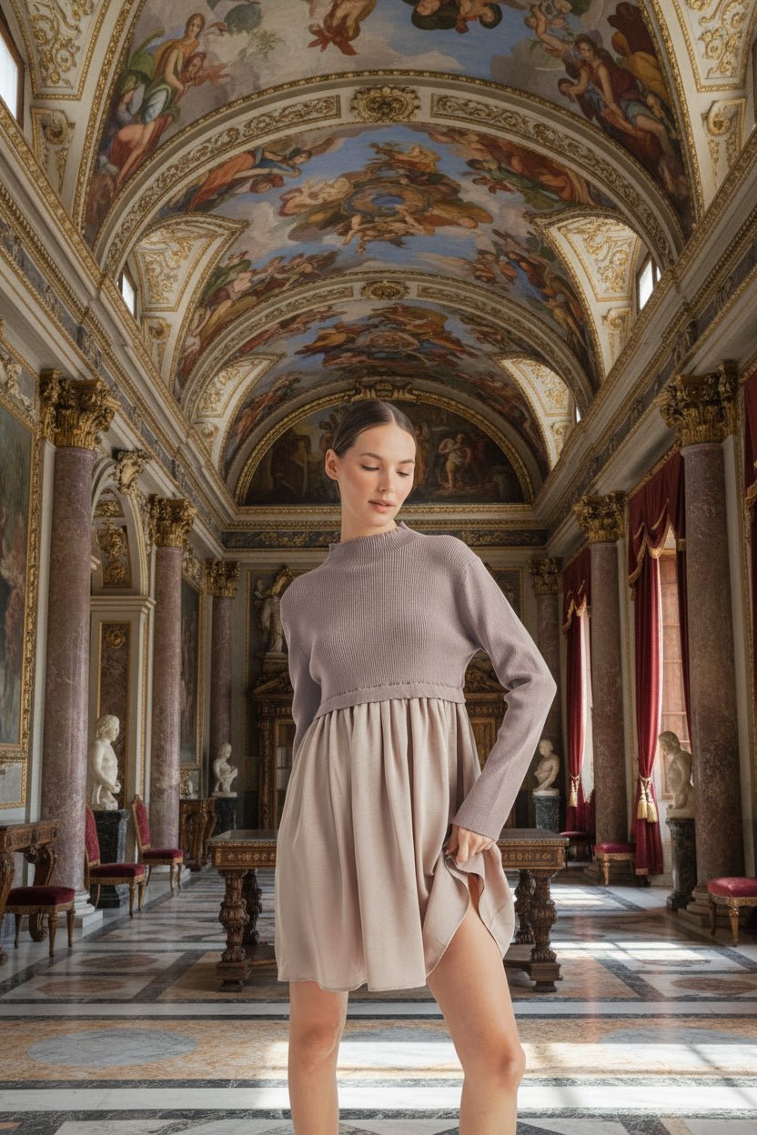 Long Sleeve Twofer Sweater Mini Dress - LaRella