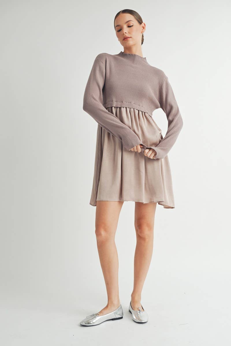 Long Sleeve Twofer Sweater Mini Dress - LaRella