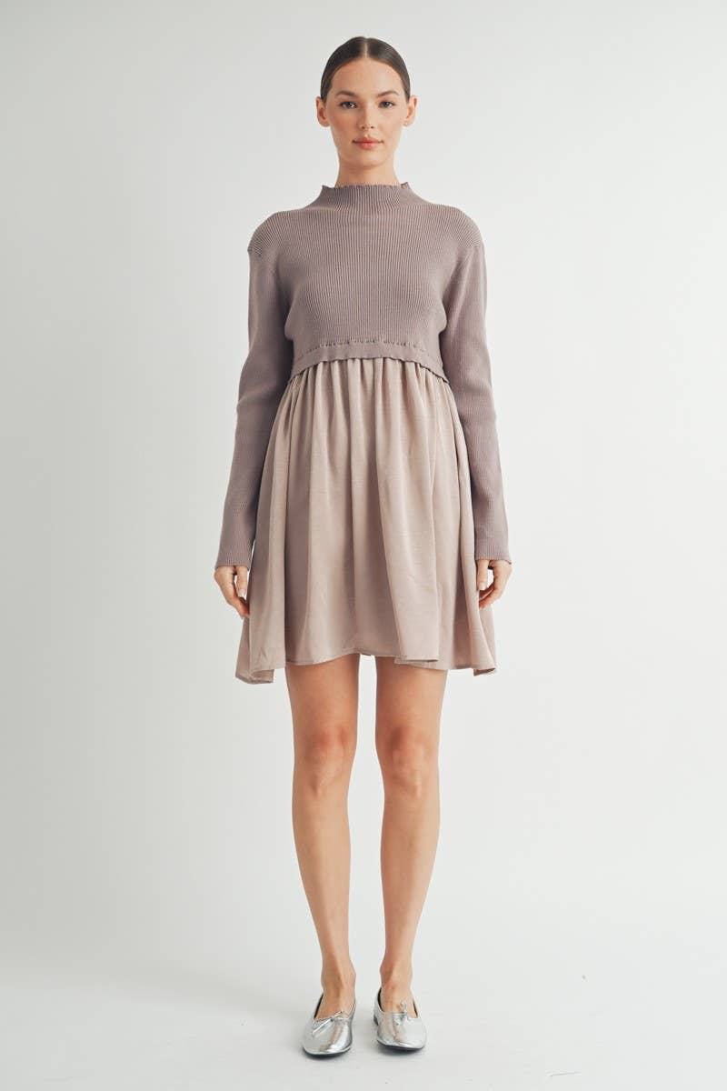 Long Sleeve Twofer Sweater Mini Dress - LaRella