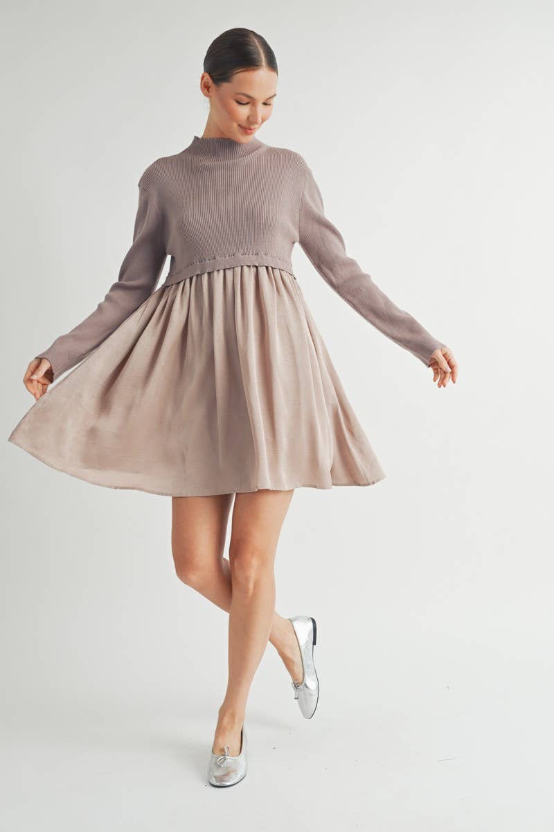 Long Sleeve Twofer Sweater Mini Dress - LaRella