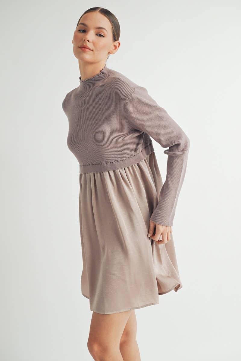 Long Sleeve Twofer Sweater Mini Dress - LaRella