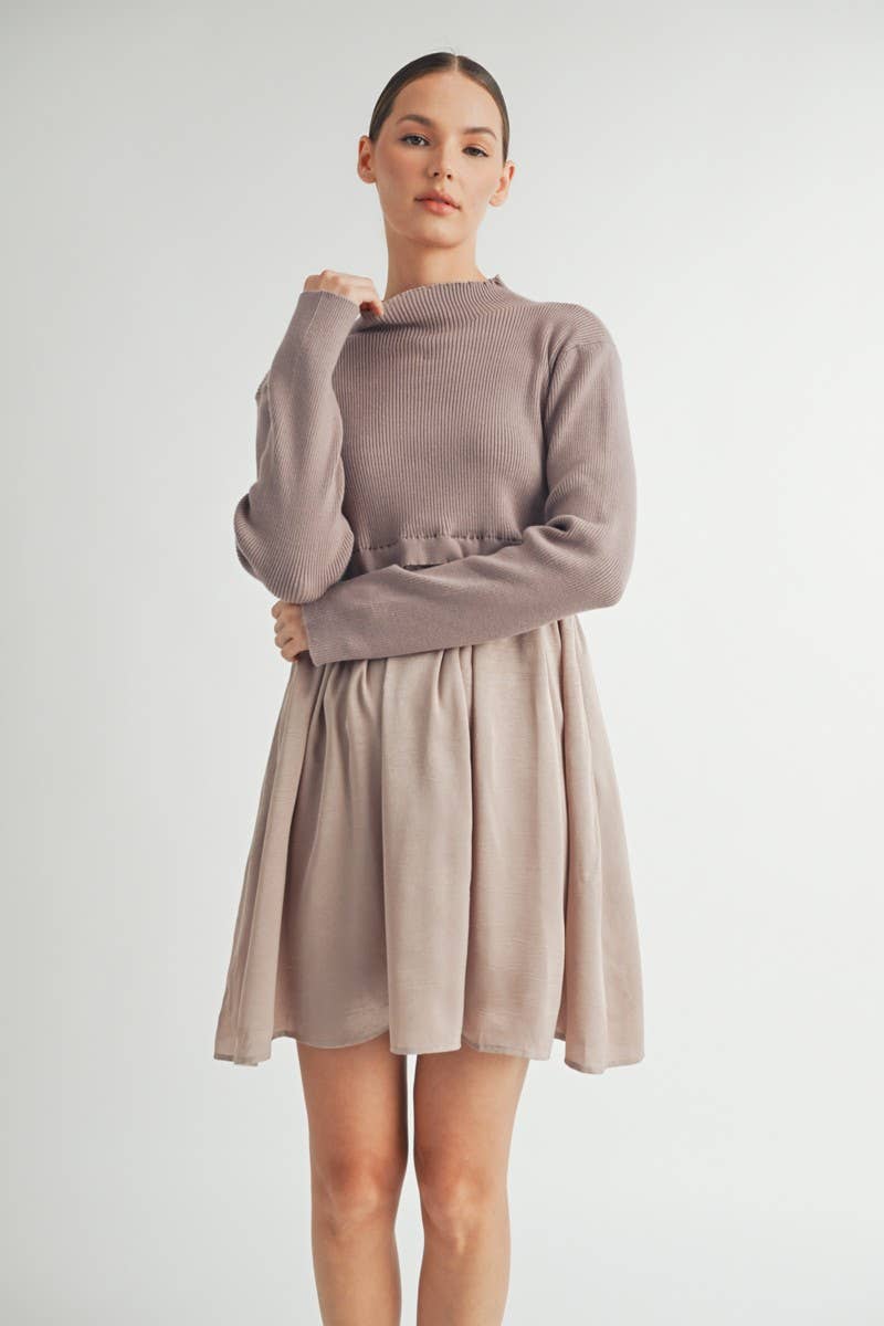 Long Sleeve Twofer Sweater Mini Dress - LaRella