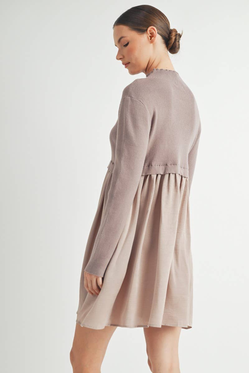 Long Sleeve Twofer Sweater Mini Dress - LaRella