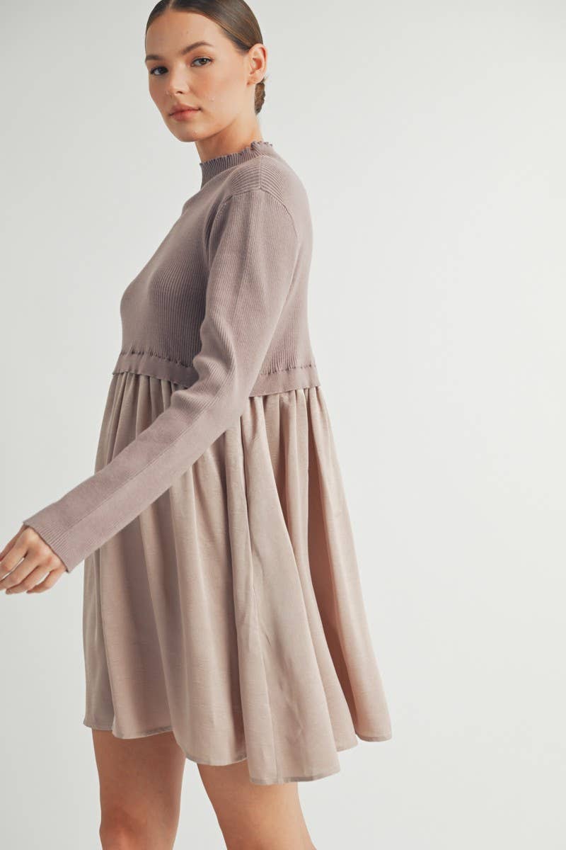 Long Sleeve Twofer Sweater Mini Dress - LaRella