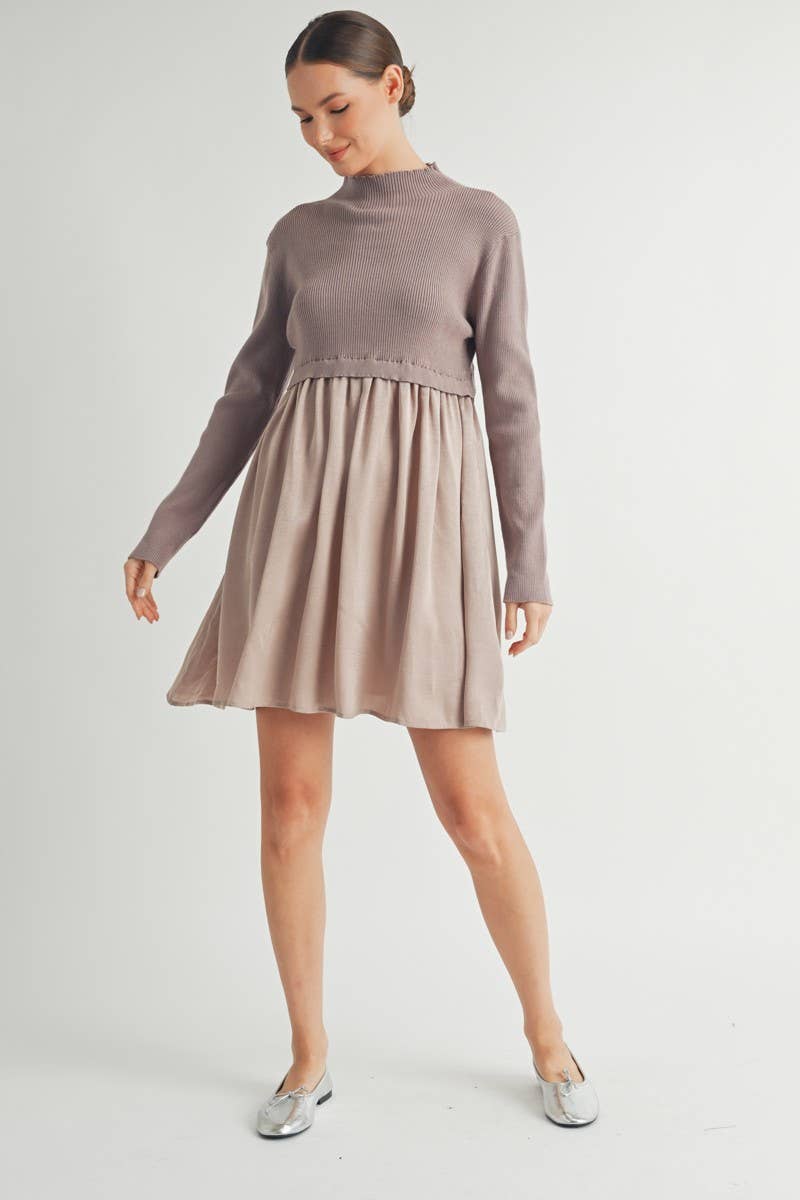 Long Sleeve Twofer Sweater Mini Dress - LaRella