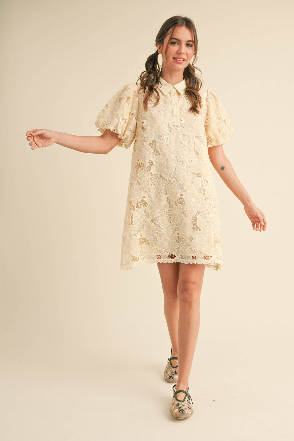 &MERCI - LACE BUBBLE SLEEVE MINI DRESS MDR3740 - LaRella