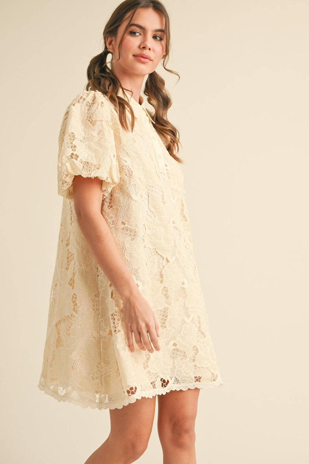 &MERCI - LACE BUBBLE SLEEVE MINI DRESS MDR3740 - LaRella