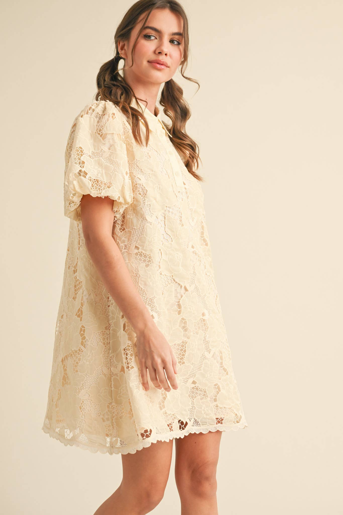 &MERCI - LACE BUBBLE SLEEVE MINI DRESS MDR3740 - LaRella