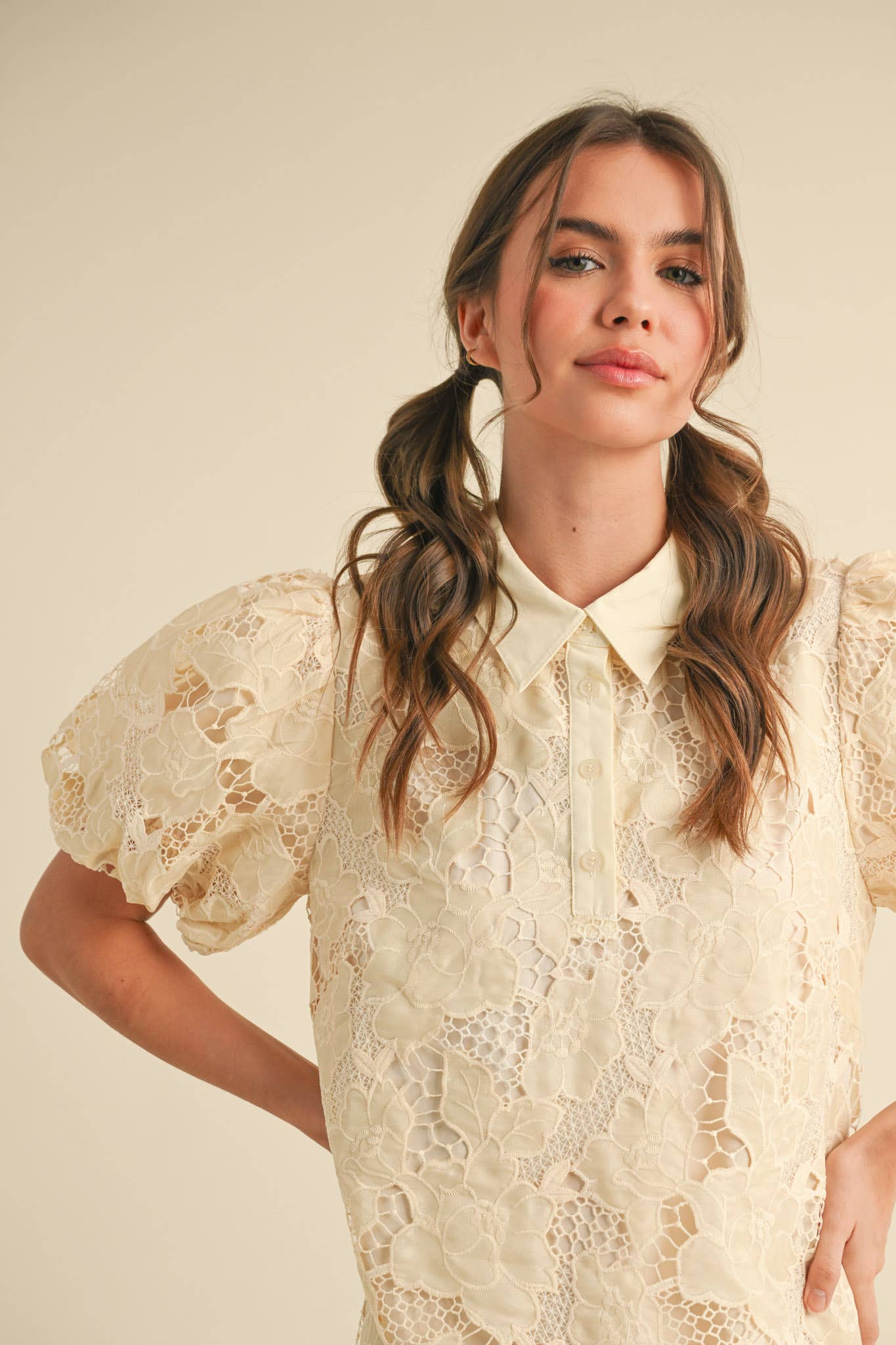 &MERCI - LACE BUBBLE SLEEVE MINI DRESS MDR3740 - LaRella