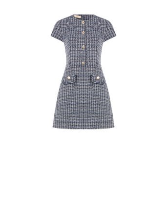 Navy Tweed Shift Dress - La Rella