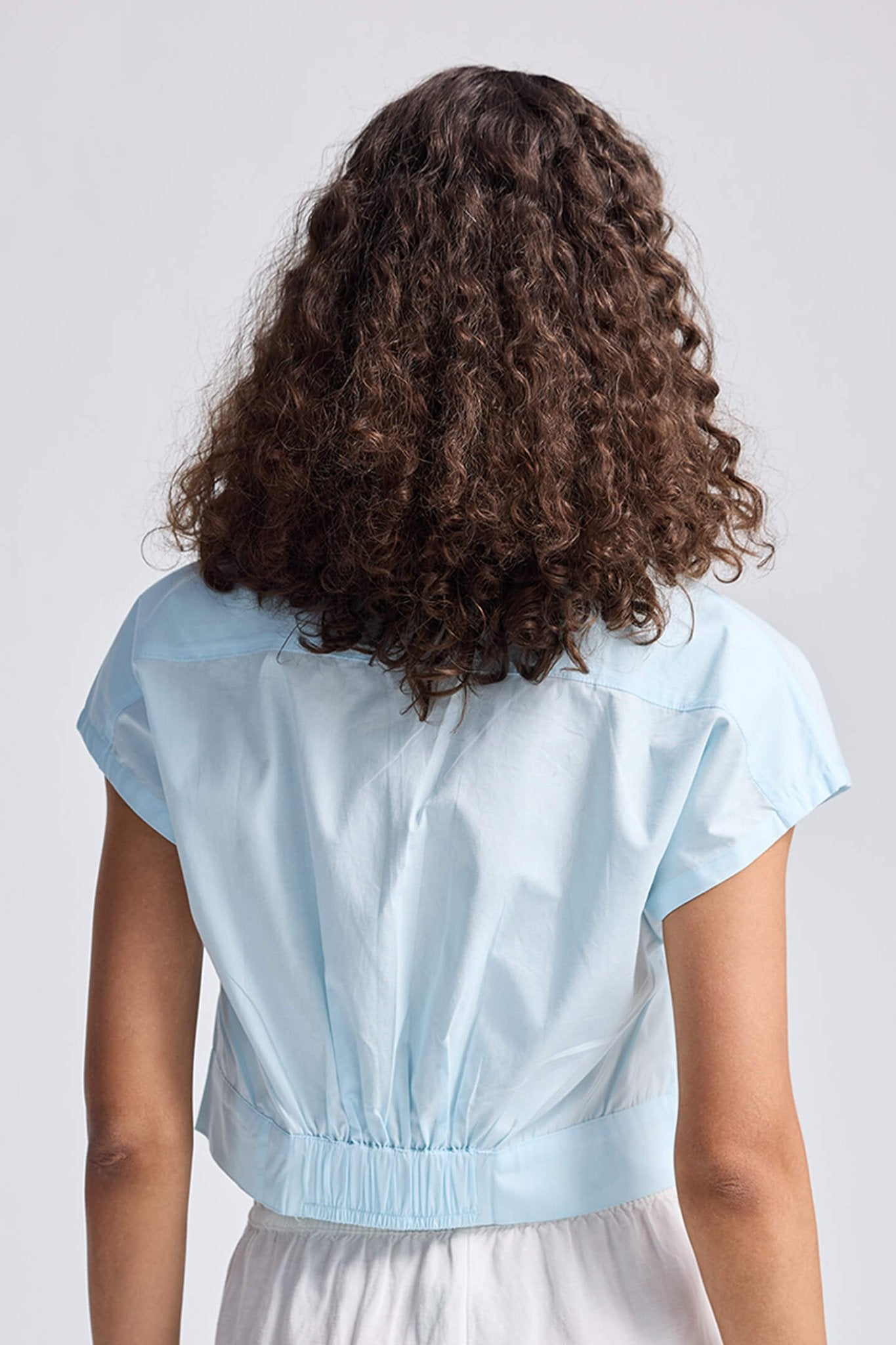 Oversized Crop Shirt in Summer Blue - LaRella