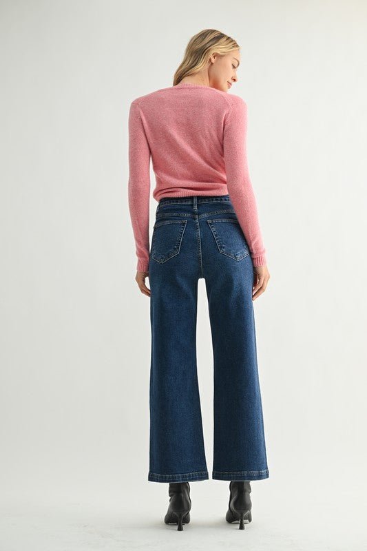 Patch Pocket Wide Leg Jeans - LaRella