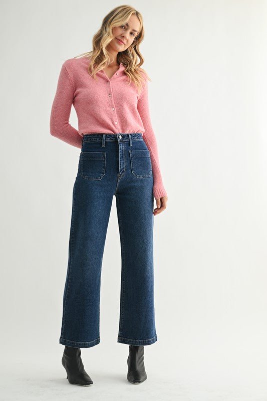 Patch Pocket Wide Leg Jeans - LaRella