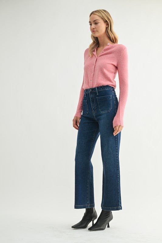 Patch Pocket Wide Leg Jeans - LaRella