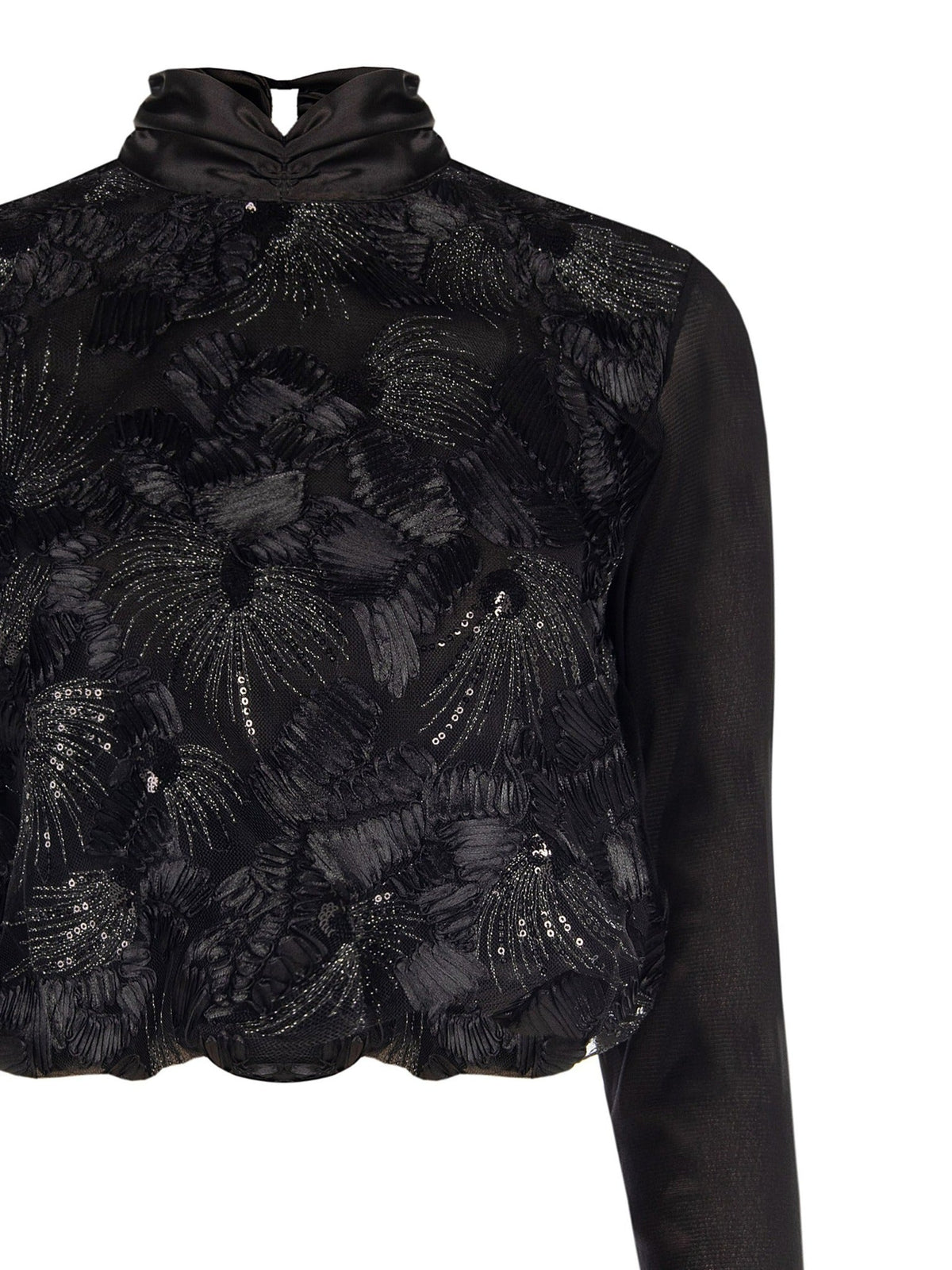 Rinascimento Black Embellished High-Neck Blouse - La Rella