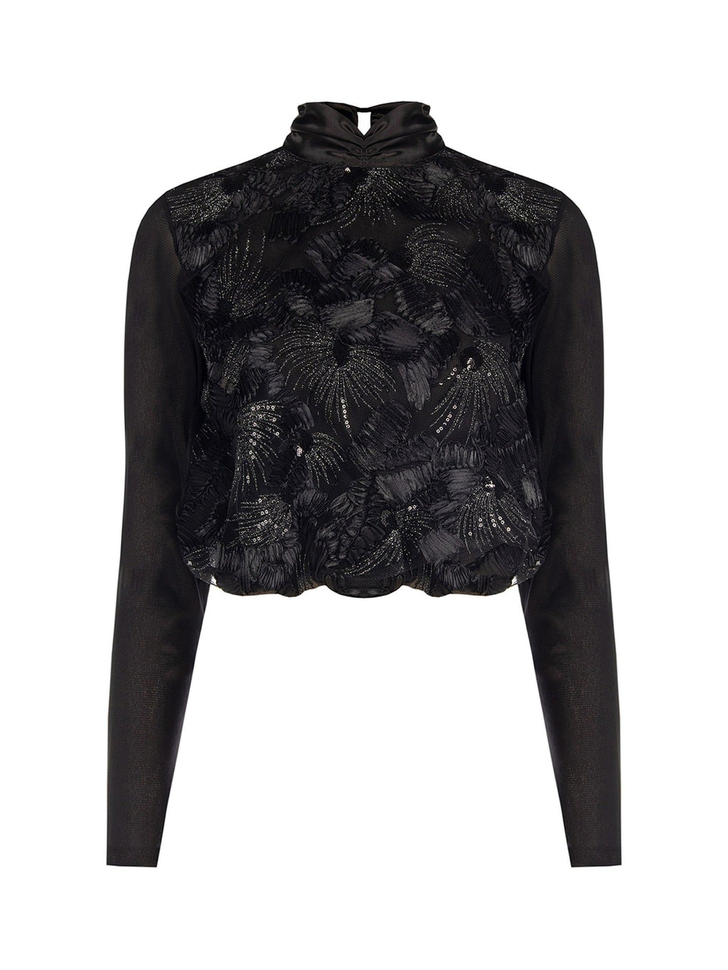 Rinascimento Black Embellished High-Neck Blouse - La Rella