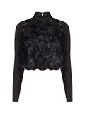 Rinascimento Black Embellished High-Neck Blouse - La Rella