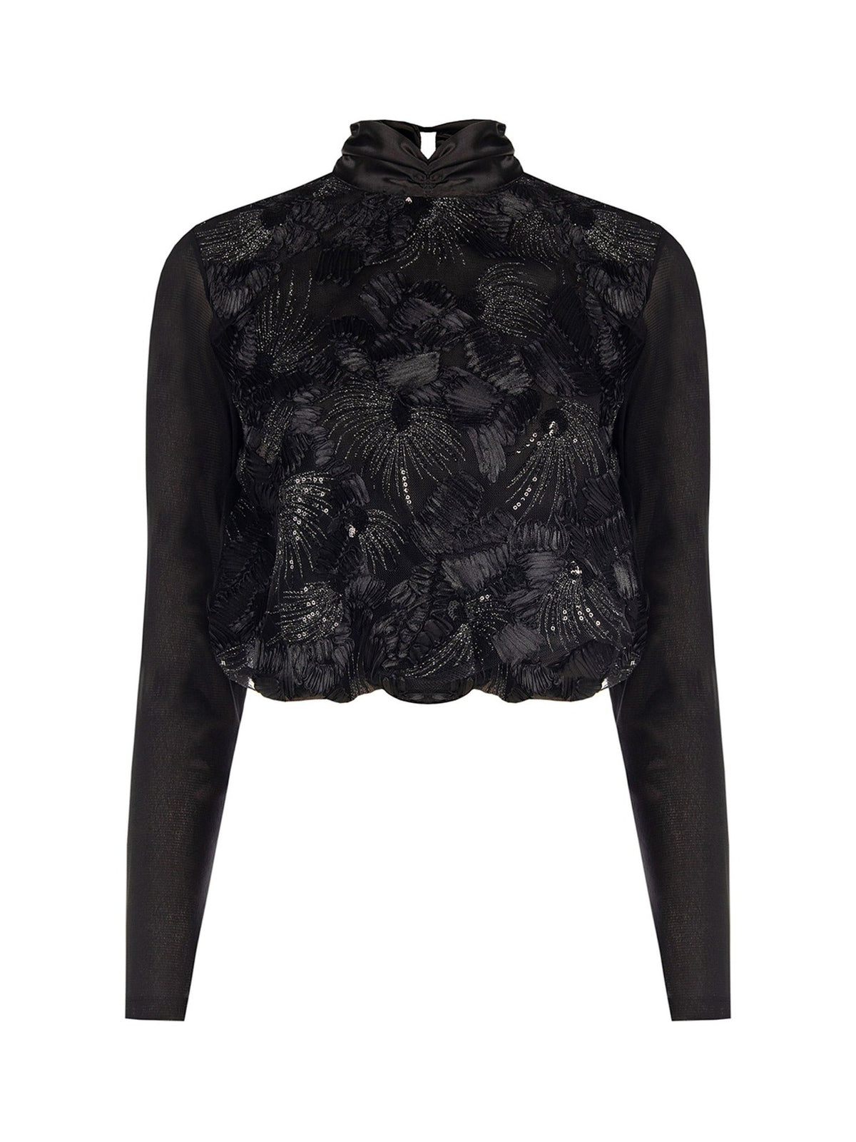 Rinascimento Black Embellished High-Neck Blouse - La Rella