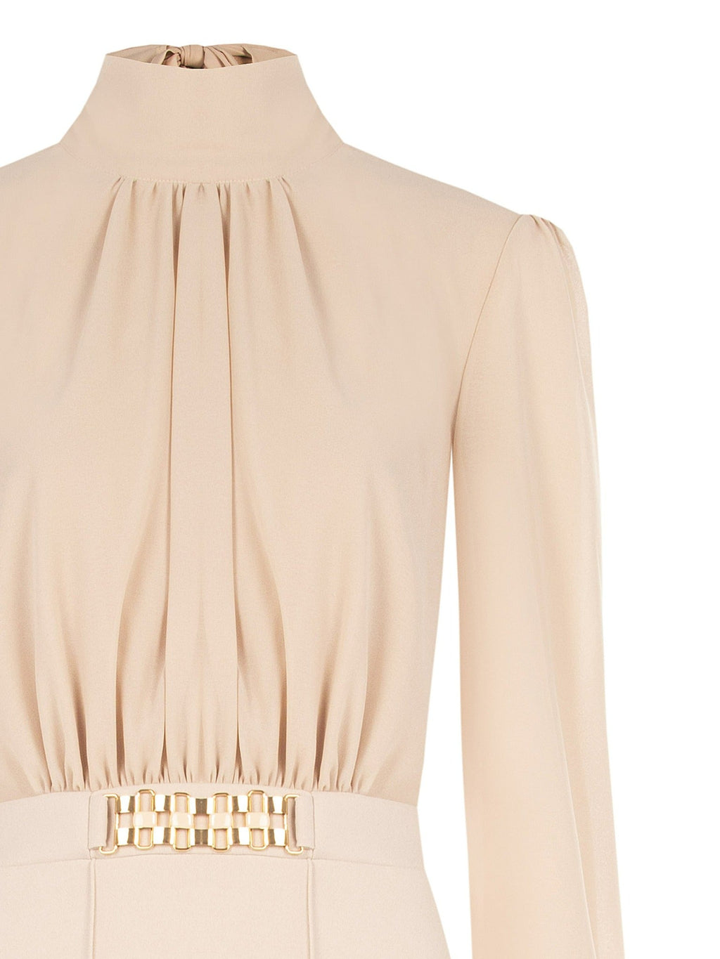Rinascimento Cream High-Neck Midi Dress - La Rella