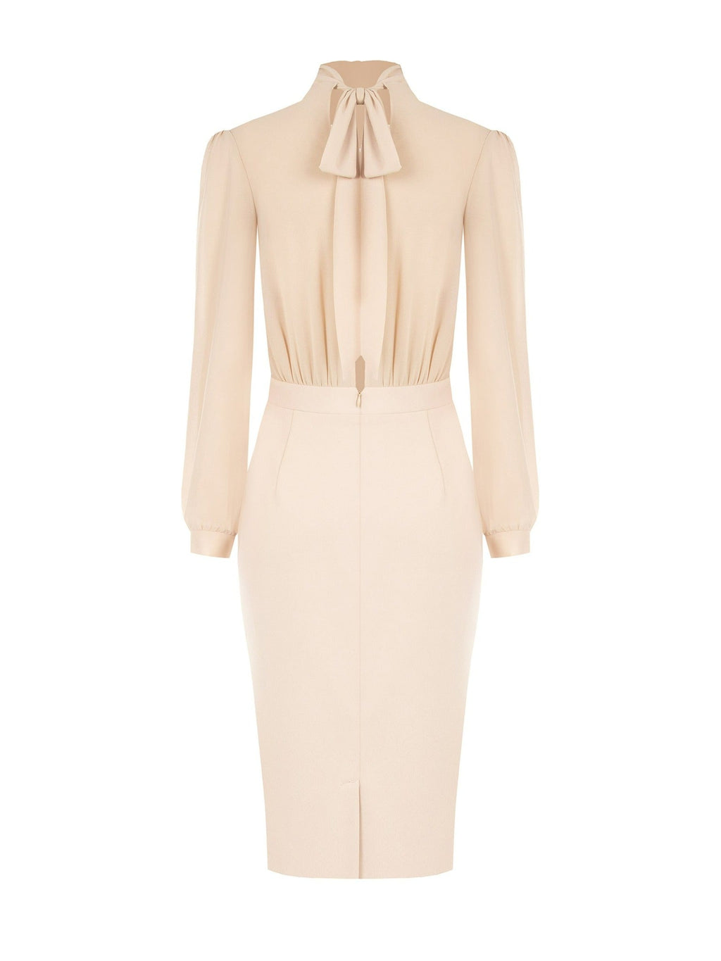 Rinascimento Cream High-Neck Midi Dress - La Rella
