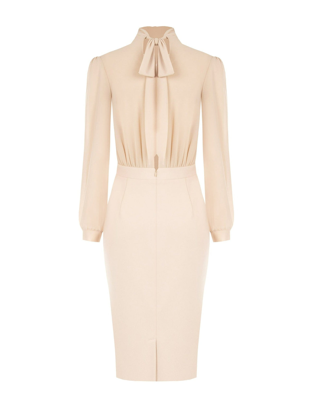 Rinascimento Cream High-Neck Midi Dress - La Rella