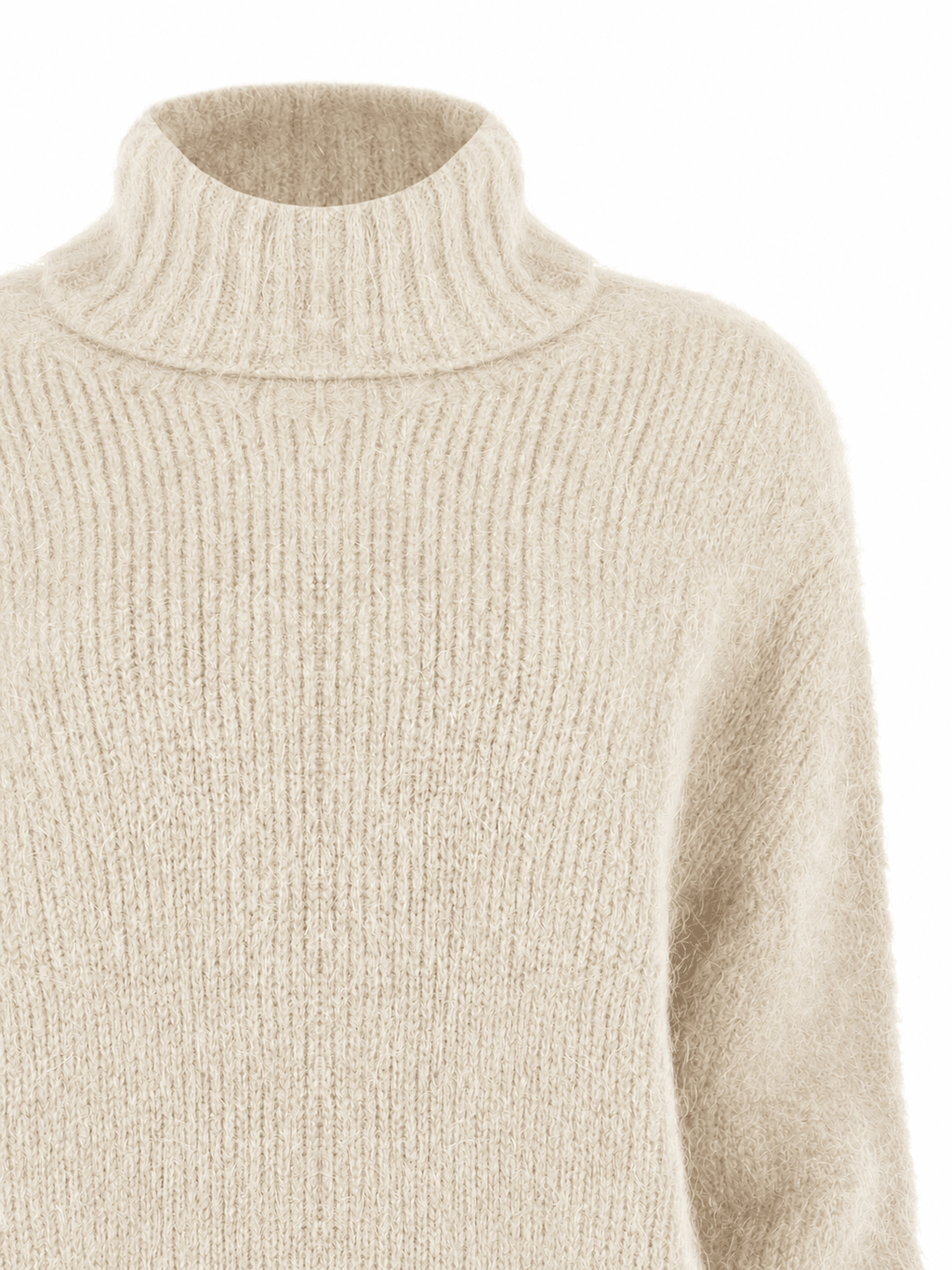 Rinascimento Cream Mohair-Blend High-Neck Sweater - La Rella