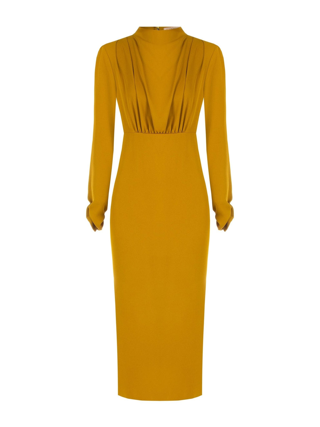 Rinascimento Draped Midi Dress – Mustard Gold - La Rella