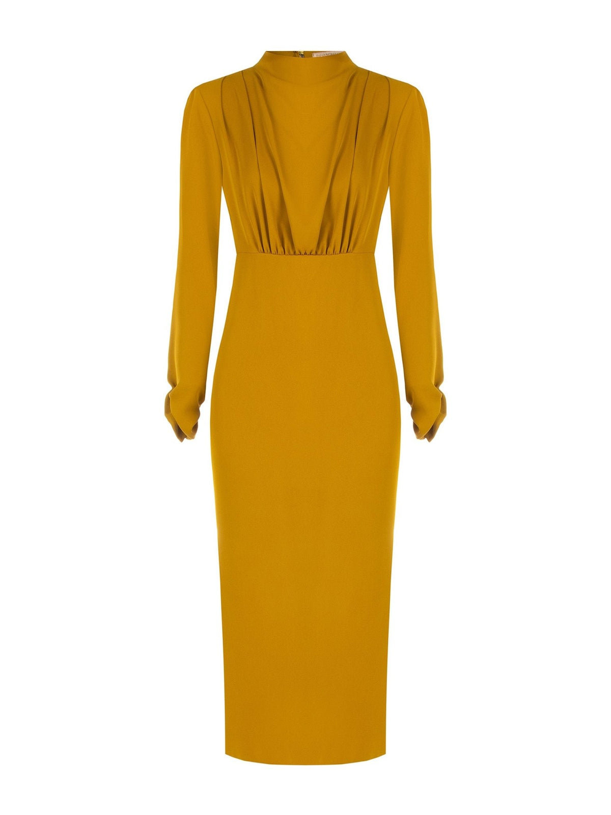 Rinascimento Draped Midi Dress – Mustard Gold - La Rella