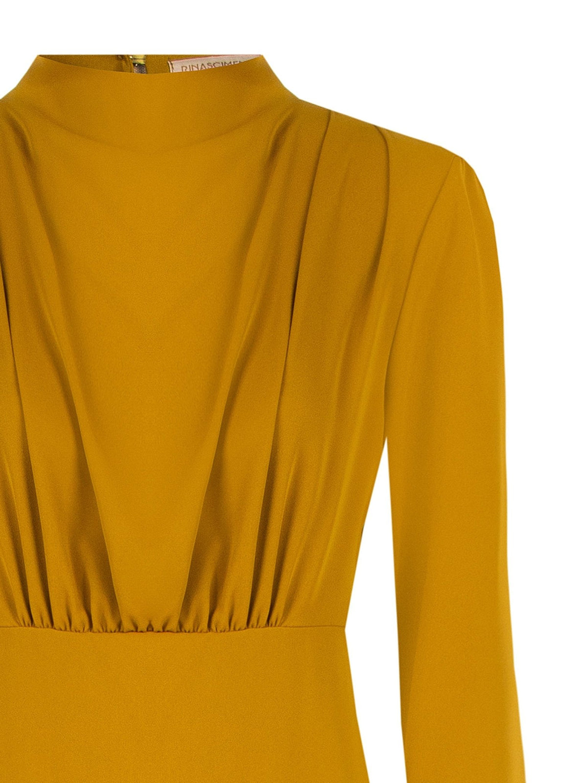 Rinascimento Draped Midi Dress – Mustard Gold - La Rella