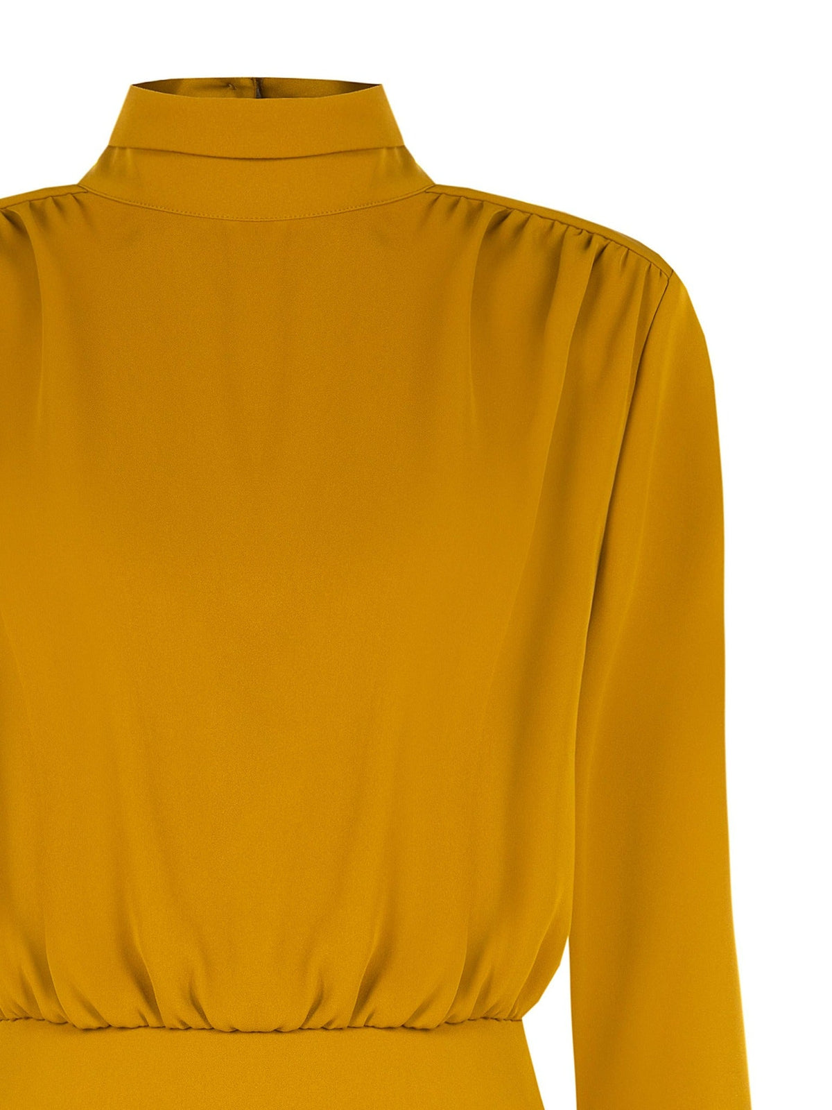 Rinascimento Mustard High-Neck Blouson Blouse - La Rella