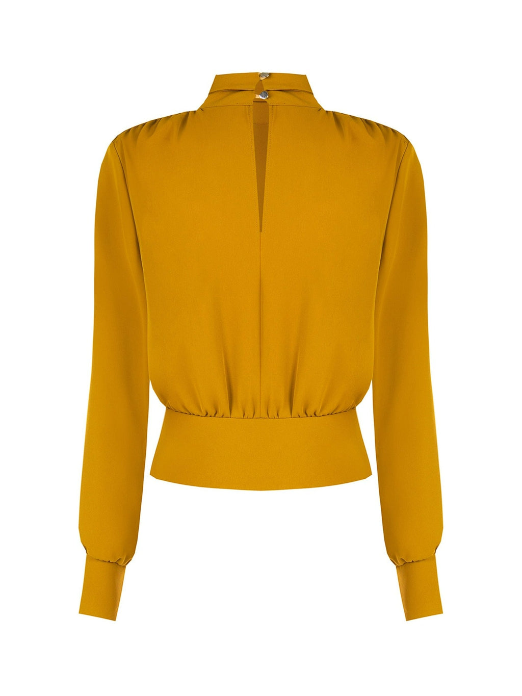 Rinascimento Mustard High-Neck Blouson Blouse - La Rella