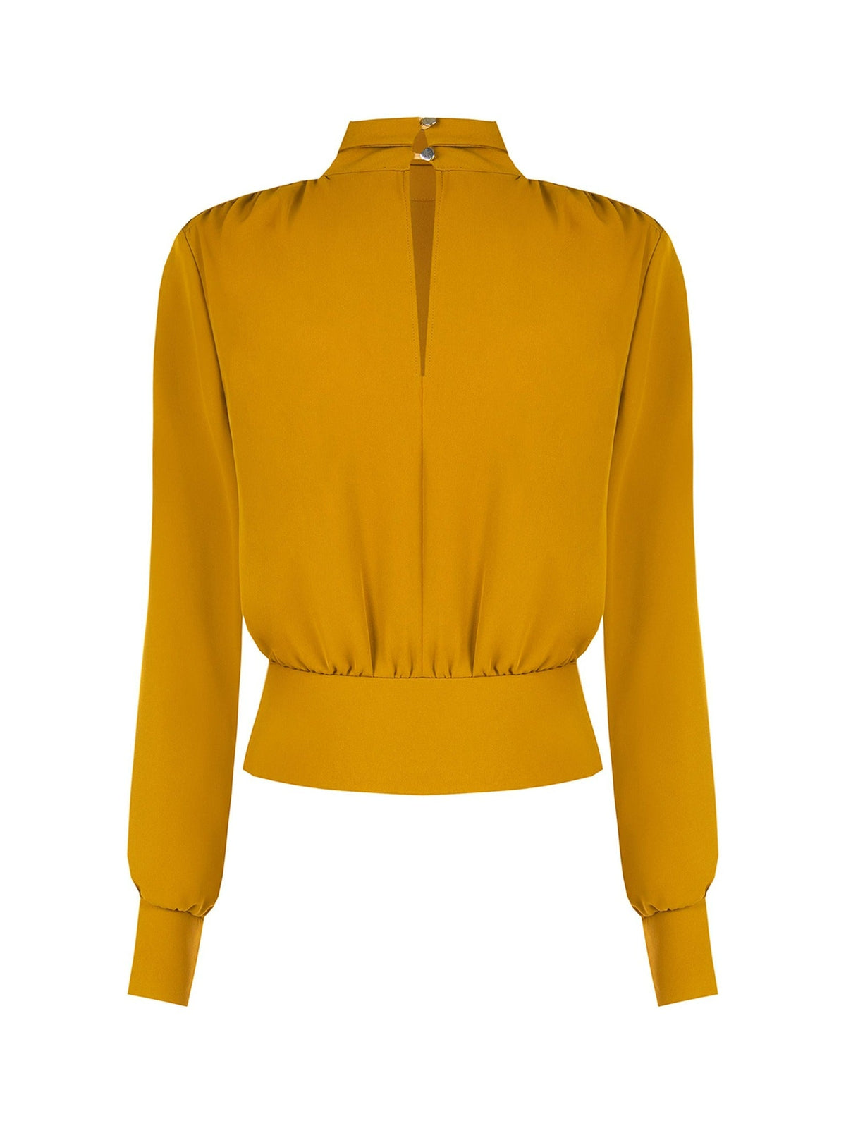 Rinascimento Mustard High-Neck Blouson Blouse - La Rella