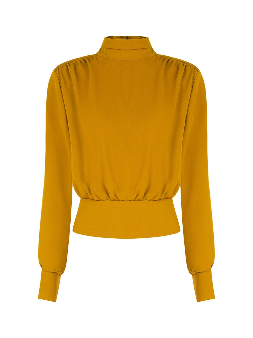 Rinascimento Mustard High-Neck Blouson Blouse - La Rella