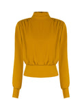 Rinascimento Mustard High-Neck Blouson Blouse - La Rella