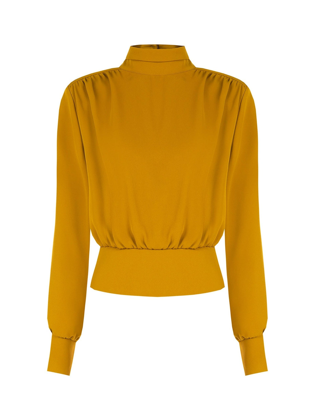 Rinascimento Mustard High-Neck Blouson Blouse - La Rella