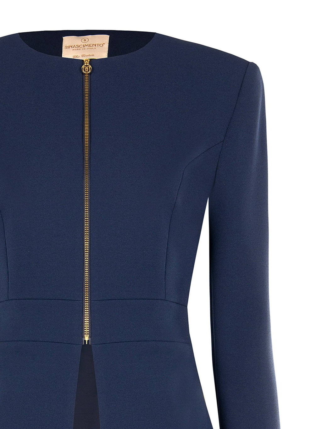 Rinascimento Navy Gold-Zip Peplum Jacket - La Rella