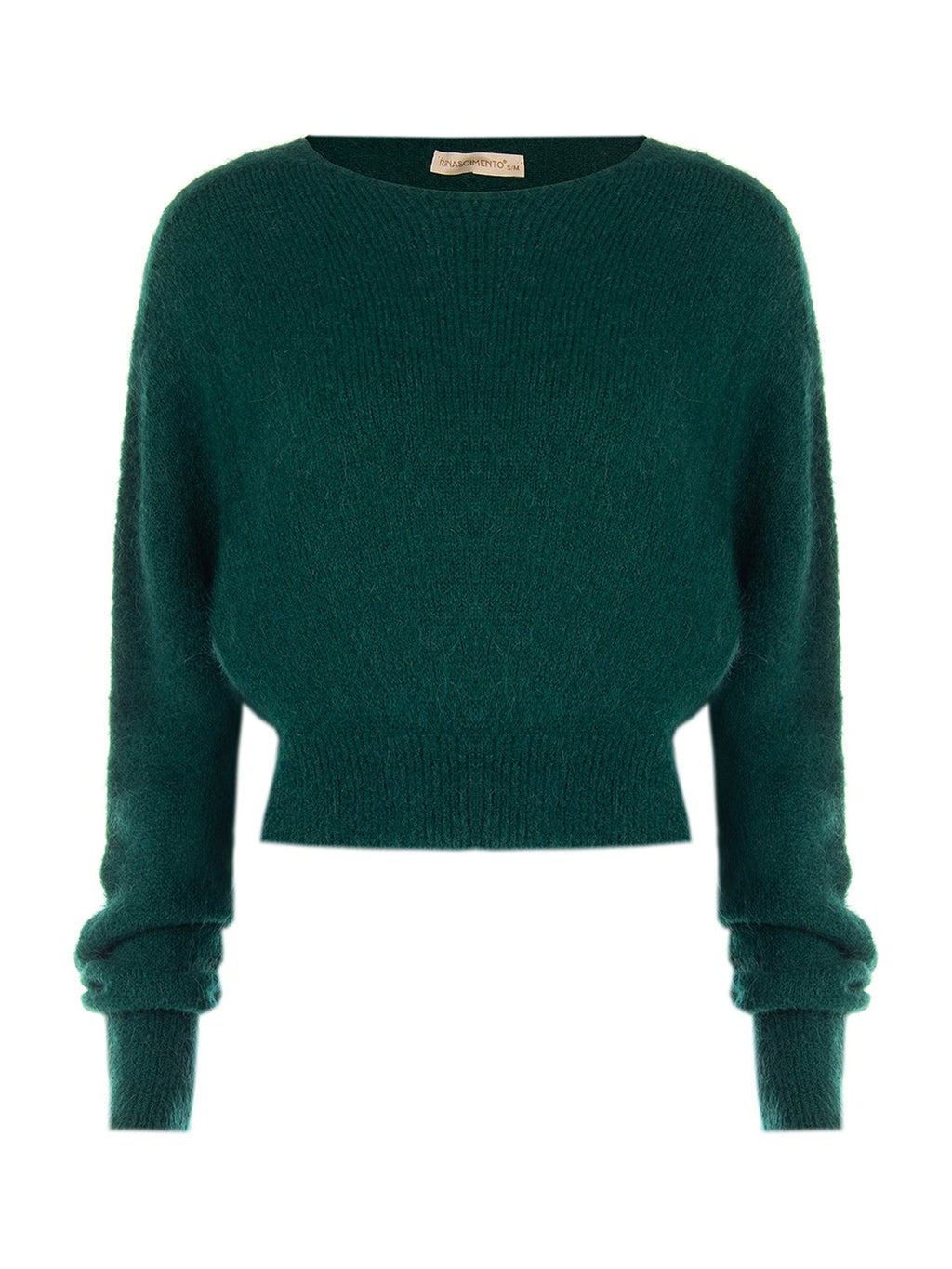 Rinascimento Petrol Green Cropped Mohair-Blend Sweater - La Rella