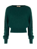 Rinascimento Petrol Green Cropped Mohair-Blend Sweater - La Rella