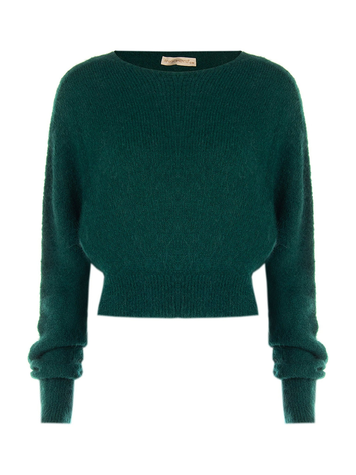 Rinascimento Petrol Green Cropped Mohair-Blend Sweater - La Rella