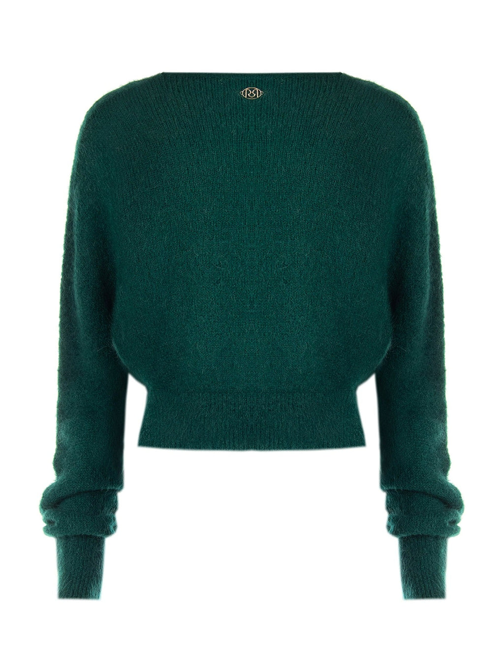 Rinascimento Petrol Green Cropped Mohair-Blend Sweater - La Rella