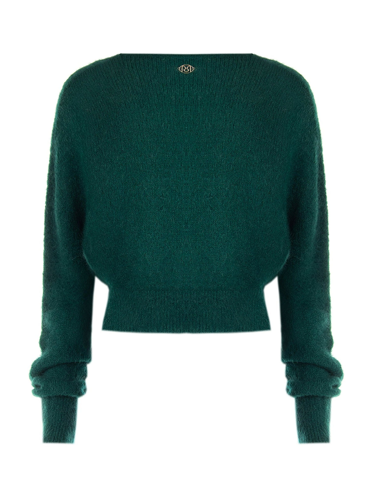 Rinascimento Petrol Green Cropped Mohair-Blend Sweater - La Rella